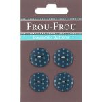 Carte 4 boutons Frou-Frou Pois Bleu foncé 18mm