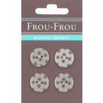 Carte 4 boutons Frou-Frou Etoiles Beige clair 18mm