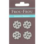 Carte 4 boutons Frou-Frou Etoiles Gris clair 18mm