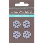 Carte 4 boutons Frou-Frou Etoiles Lilas 18mm