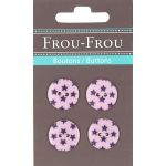 Carte 4 boutons Frou-Frou Etoiles Rose clair 18mm