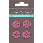 Carte 4 boutons Frou-Frou Etoiles Framboise 18mm