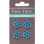 Carte 4 boutons Frou-Frou Etoiles Bleu 18mm