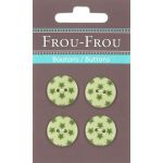 Carte 4 boutons Frou-Frou Etoiles Vert Anis 18mm