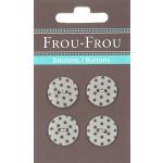 Carte 4 boutons Frou-Frou Pois Gris clair 18mm