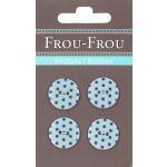 Carte 4 boutons Frou-Frou Pois Bleu layette 18mm