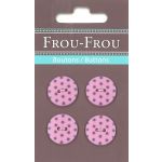 Carte 4 boutons Frou-Frou Pois Parme clair 18mm