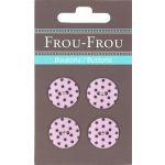 Carte 4 boutons Frou-Frou Pois Rose clair 18mm