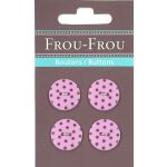 Carte 4 boutons Frou-Frou Pois Rose 18mm