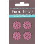 Carte 4 boutons Frou-Frou Pois Framboise 18mm