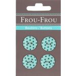 Carte 4 boutons Frou-Frou Pois Bleu lagon 18mm