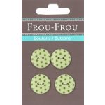 Carte 4 boutons Frou-Frou Pois Vert Anis 18mm