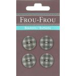 Carte 4 boutons Frou-Frou Vichy Taupe 18mm