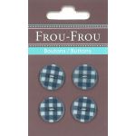 Carte 4 boutons Frou-Frou Vichy Bleu Gris 18mm