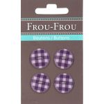 Carte 4 boutons Frou-Frou Vichy Violet foncé 18mm