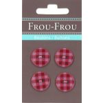 Carte 4 boutons Frou-Frou Vichy Rouge 18mm