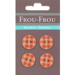 Carte 4 boutons Frou-Frou Vichy Orange 18mm