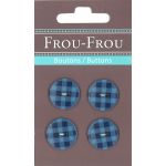 Carte 4 boutons Frou-Frou Vichy Bleu foncé 18mm