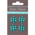Carte 4 boutons Frou-Frou Vichy Turquoise foncé 18mm