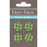 Carte 4 boutons Frou-Frou Vichy Vert pomme 18mm