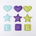 Récréatys Sachet boutons basiques Etoiles Cœurs Carrés