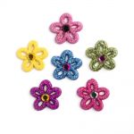 Récréatys Sachet boutons fantaisie 6 fleurs scintillantes