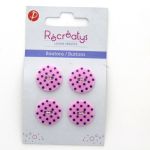 Carte de 4 ou 3 boutons (selon taille) 2 trous pois Rose