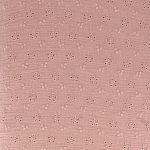 TISSU DOUBLE GAZE BRODERIE - VIEUX ROSE- 100% COTON - Laize 135cm