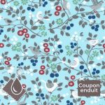 TISSU COUPON ENDUIT FROU-FROU LES OISEAUX 70x35cm Bleu layette
