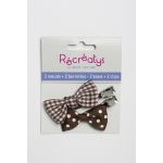 SACHET DE 2 NOEUDS BARRETTES RECREATYS 5x2,5cm MARRON