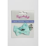 SACHET DE 2 NOEUDS BARRETTES RECREATYS 5x2,5cm VERT D EAU