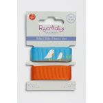 Récréatys - Assortiment 2 rubans 2x16mmx1m Oiseaux et Uni