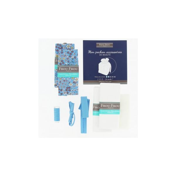 Kit Couture DIY Frou-Frou - LE POCHON ACCESSOIRE DE BEAUTE Flerui Bleu K0050-10-2 image
