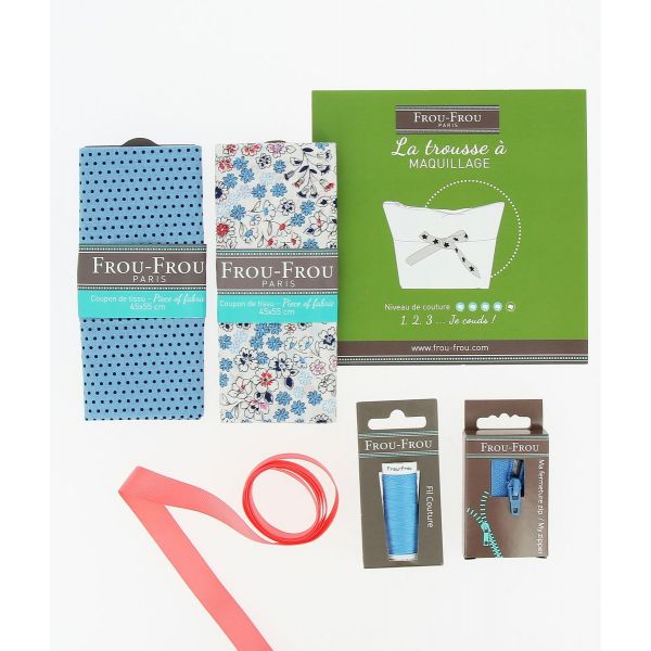 Kit Couture DIY Frou-Frou - LA TROUSSE A MAQUILLAGE Fleuri Blanc cassé K0050-2-3 image