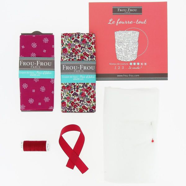 Kit Couture DIY Frou-Frou - LE FOURRE TOUT Fleuri Bordeaux glamour K0050-5-1 image