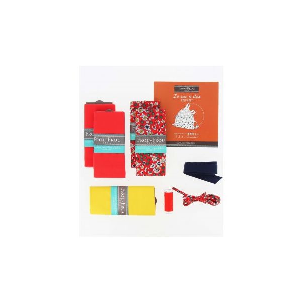 Kit Couture DIY Frou-Frou - LE SAC A DOS ENFANT Fleuri Rouge vif K0050-7-1 image