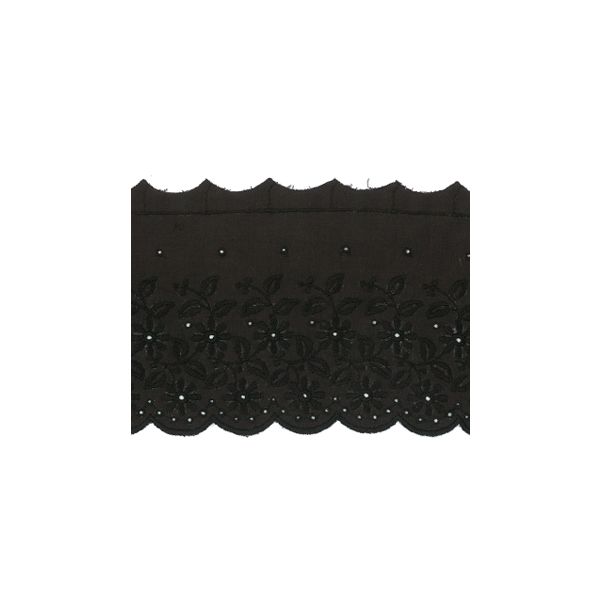 Broderie anglaise coton Frou-Frou 95mm Noir 1307-95-1 petite image