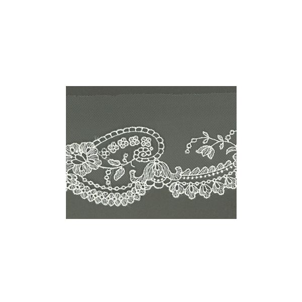 Dentelle Tulle Polyester Frou-Frou 75mm Tulle Blanc cassé 1318-75-3 petite image