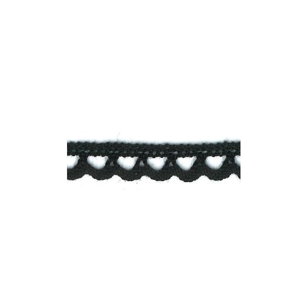 Dentelle Galon Coton Frou-Frou 8mm Noir 1703-8-1 petite image
