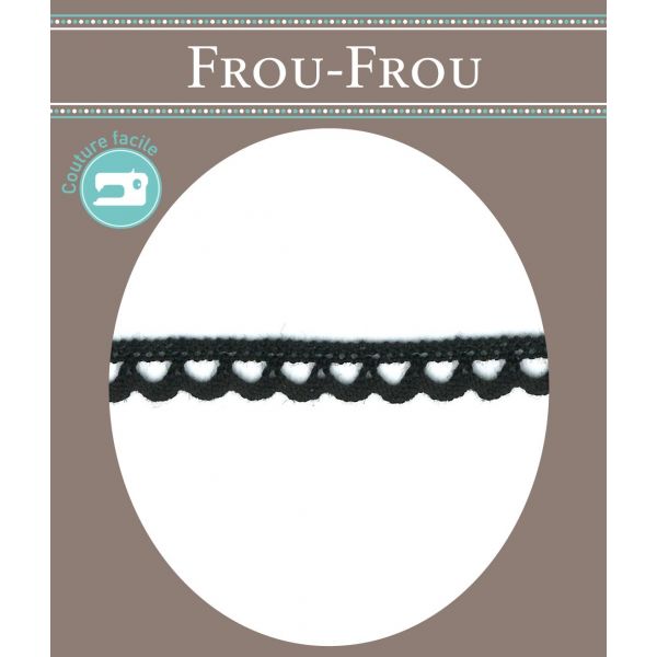 Dentelle Galon Coton Frou-Frou 8mm Noir 1703-8-1 image