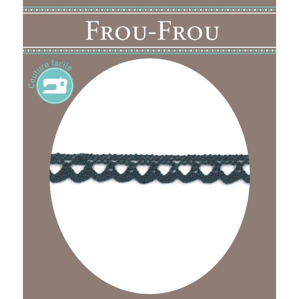 Dentelle Galon Coton Frou-Frou 8mm Gris foncé 1703-8-39 image