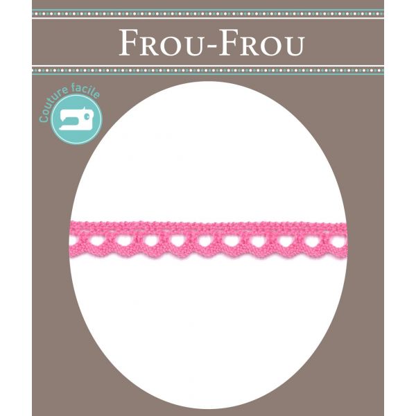Dentelle Galon Coton Frou-Frou 8mm Rose 1703-8-46 image