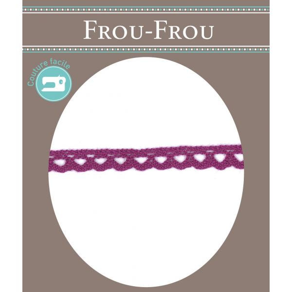 Dentelle Galon Coton Frou-Frou 8mm Rose prune 1703-8-47 image