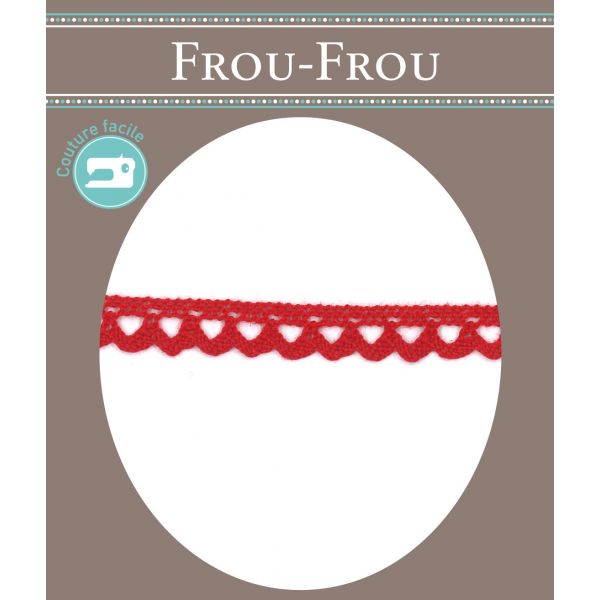 Dentelle Galon Coton Frou-Frou 8mm Rouge vif 1703-8-50 image