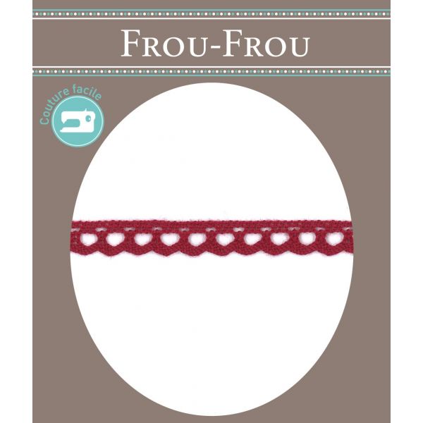 Dentelle Galon Coton Frou-Frou 8mm Bordeaux glamour 1703-8-52 image