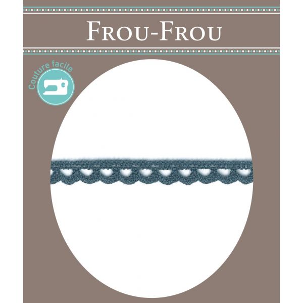 Dentelle Galon Coton Frou-Frou 8mm Bleu Gris 1703-8-7 image