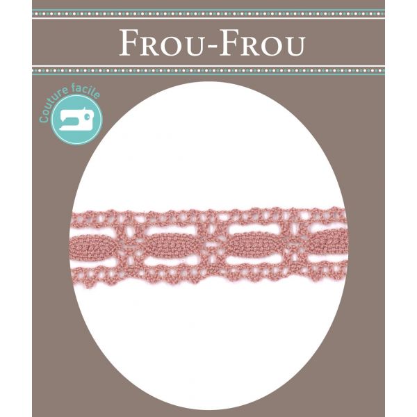 Dentelle Galon Coton Frou-Frou 19mm Rose poudré 1704-19-45 image