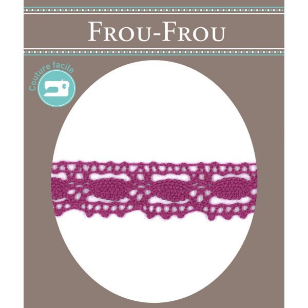 Dentelle Galon Coton Frou-Frou 19mm Rose prune 1704-19-47 image