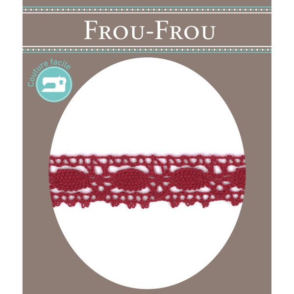 Dentelle Galon Coton Frou-Frou 19mm Bordeaux glamour 1704-19-52 image