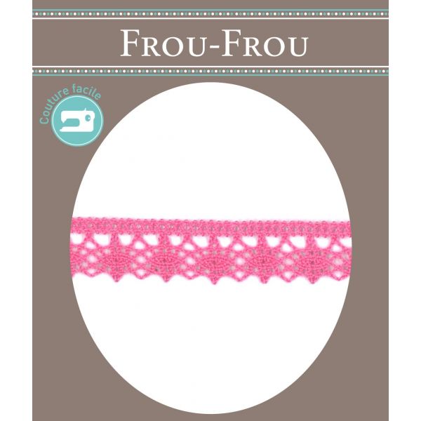 Dentelle Galon Fantaisie Coton Frou-Frou 12mm Rose 1785-0-46 image